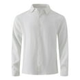 thumbnail image 2 of BiZtdJrK Dress Shirts for Men Casual Business Long Sleeve Shirts Slim Fit Button Down Work Tops Solid Color Wedding Formal Shirts White L Lightning Sale, 2 of 8