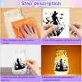 thumbnail image 4 of 1Set 24Pcs Halloween Silhouettes Mason Jar Stickers Decor PVC Jar Cutout Decals Lantern Jar Scrapbook Silhouette Ornaments Self Adhesive Waterproof for Light Hanging Lamp Glass Black 4x3.5Inch, 4 of 6