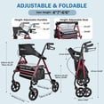 thumbnail image 2 of Déambulateur pour Aînés avec Siège, Hauteur Réglable et Roues de 8 Pouces, Déambulateur Pliable avec Frein à Main Verrouillable et Sac de Rangement, Supporte jusqu'à 300 Lb, 2 of 8