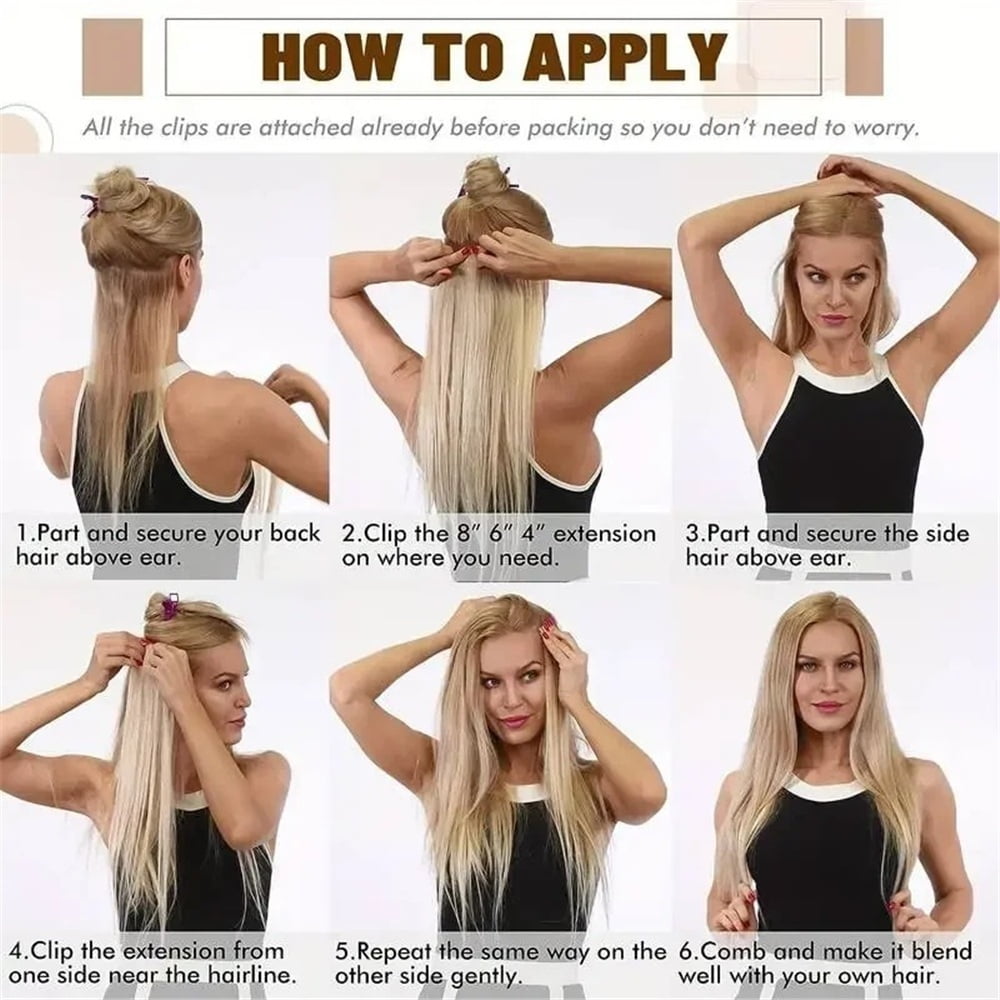 Clip in Hair Extensions Real Human Hair 16"-26" P8/613 Color Highlight Blonde Straight Hair Extensions 8Pcs Double Weft Clip in Remy Hair Extensions