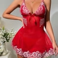 thumbnail image 1 of Qertyioot Nuisette en Dentelle pour Femmes Mode Confortable Cœur Bretelles Pyjama Robe String Femme Ensemble Moins de 15$, 1 of 8