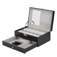 thumbnail image 4 of Watch Box 12 Slots Luxury Leather Display Cabinet Metal Men's and Women's Double Layer Watch Jewelry Storage Box with Key, 4 of 14