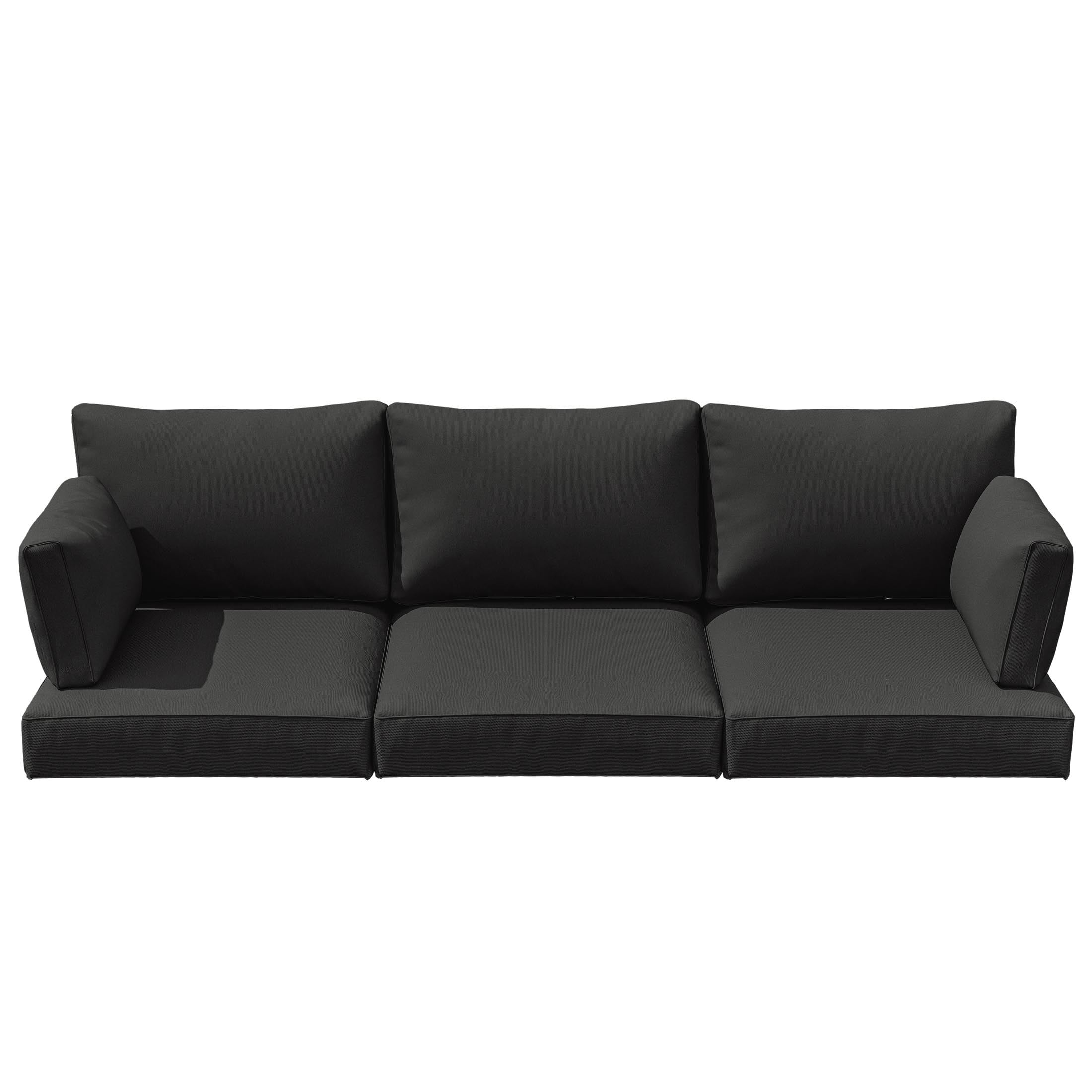 Pakunoda Outdoor Cushions Replacement, 8 Piece Sectional Cushion Fits 3-Seat, 4” Foam Deep Seat, for Patio Rattan Wicker Replacement Cushion, Liner&Cover, Black