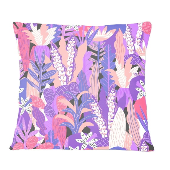 Designart Fantasy Flowers In Purple' Mid-Century Modern Throw Pillow - 12x20