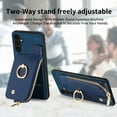 thumbnail image 6 of ELEHOLD for Samsung Galaxy S24 Plus Zipper Wallet Case, Galaxy S24 Plus with Back Card Holders Metal Ring Holder Kickstand Function Leather Shockproof Card Wallet Case for Business Women Men,Blue, 6 of 10