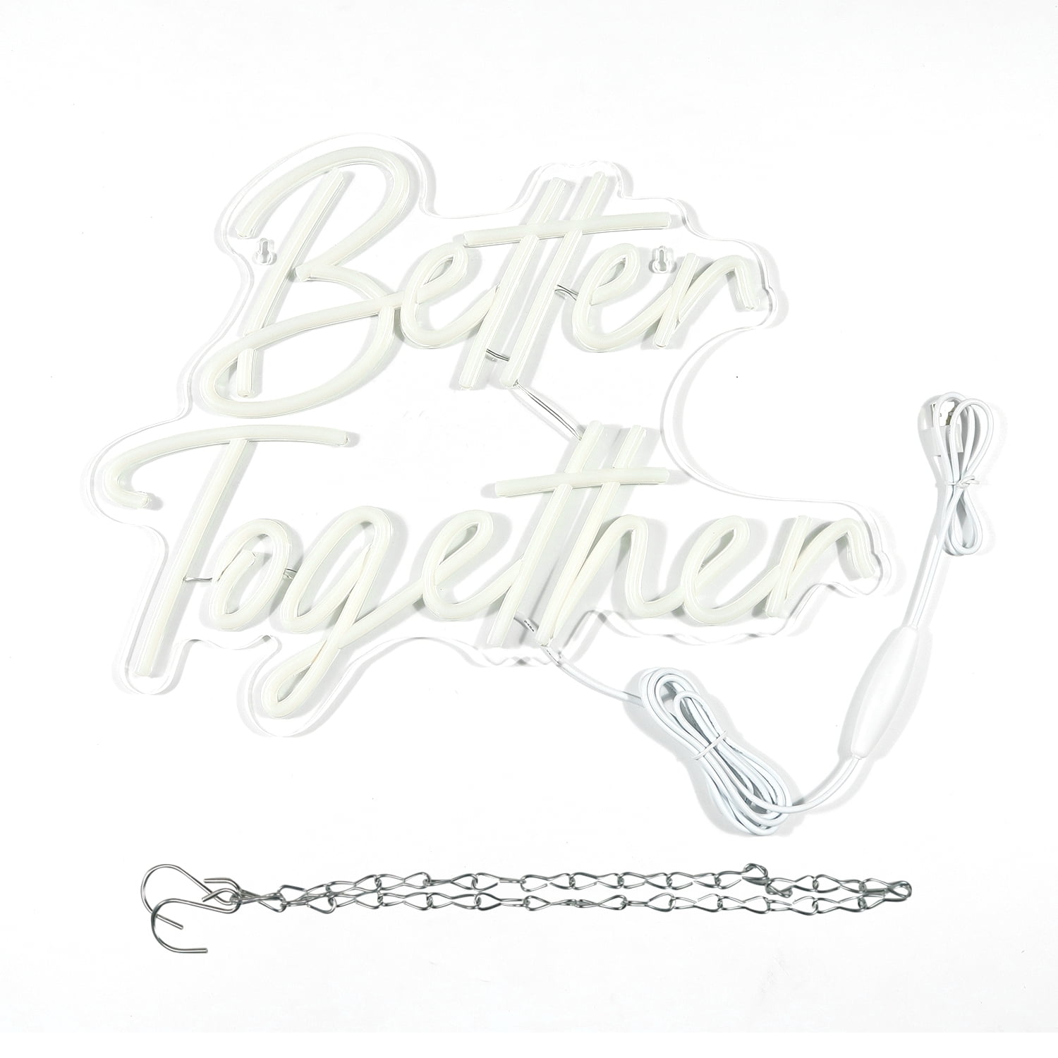 Better Together Neon Sign LED Warm White Dimmable Wall Light USB Powered Acrylic Backboard Hanging Light for Wedding Home Decor