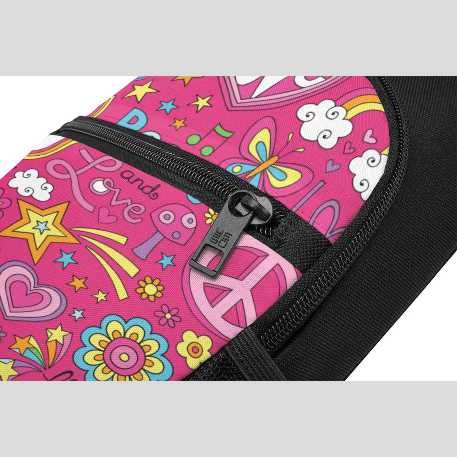 Xecao's Peace Love and Dove Flower Power Print Sling Bag: A Versatile Chest, Shoulder, and Crossbody Backpack for Casual Days Out, Perfect for Both Men and Women