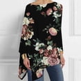 thumbnail image 2 of Womens Plus Size Long Sleeve Tops Boat Neck Vintage Floral Printed Pullover Casual Loose-Fit Irregular Hem T-Shirts Blouse, 2 of 5