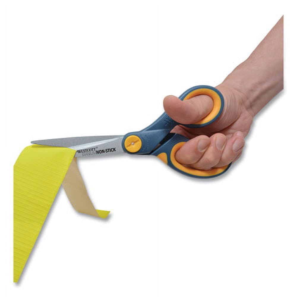 Non-Stick Titanium Bonded Scissors, 8" Long, 3.25" Cut Length, Gray/yellow Straight Handle | Bundle of 10 Each