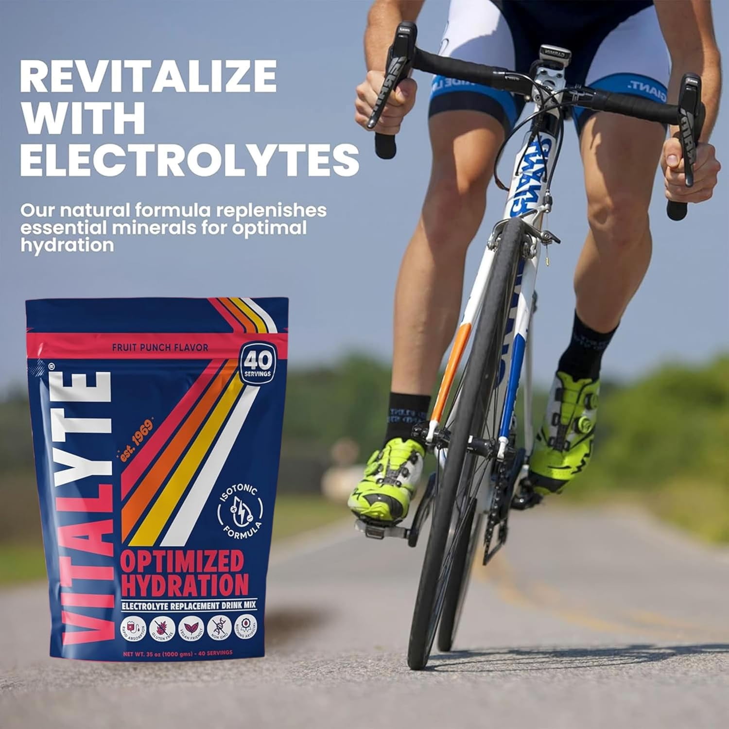 Vitalyte Fruit Punch Electrolyte Powder Mix, Isotonic Hydration, 80 Servings (2-Pack, 35 Oz Each)