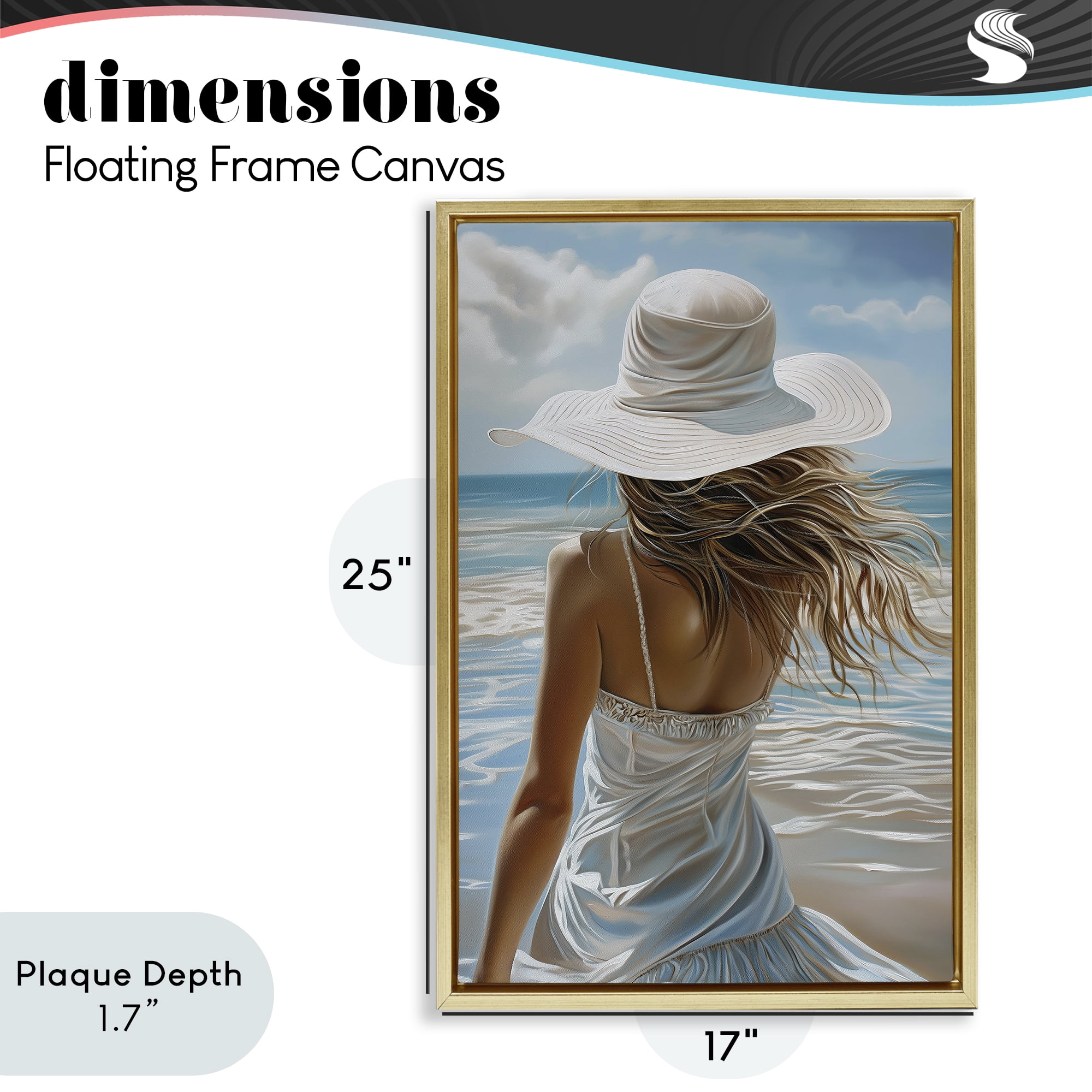 Stupell Industries Seaside Breeze & Flowing Dress Gold Framed Floater Canvas Wall Art, design by Imagine It Images