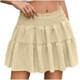 thumbnail image 2 of Summer Skirts for Women 2025 Vacation Flowy Pleated Tulle Ruffle Elastic Waist A-Line Casual Short Skirt, 2 of 8