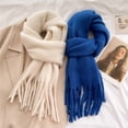 thumbnail image 2 of Mohair Scarf Solid Color Versatile Winter Warm Extended Tassel Neck Scarf for Men and Women Thick Scarf, 2 of 10