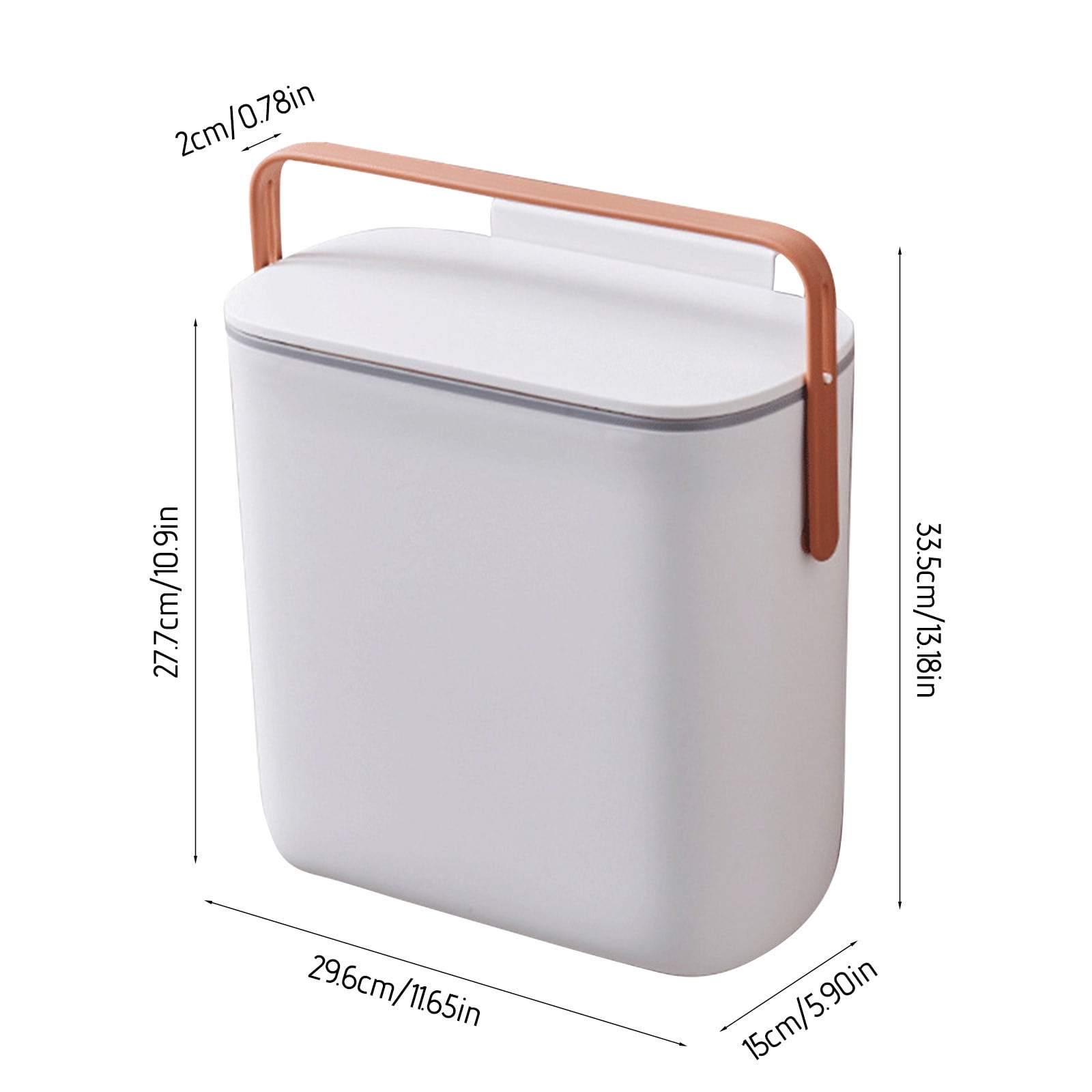 Darzheoy Hanging Trash Can, 2.6 Gallon Kitchen Compost Bin, Garbage Can for Kitchen, Kitchen Trash Can with Lid, Wall Mounted Trash Can, for Cupboard, Bathroom, Under Sink