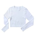 thumbnail image 3 of UVEASISHA Ribbed Knit Crop Tops for Women Slim Fit Long Sleeve Workout Shirts Crew Neck Yoga Athletic T Shirts Solid Color Casual Sporty Tees White S, 3 of 9