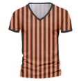 thumbnail image 3 of European Striped Men Casual Sports V Neck Short Sleeve Tennis T Shirt Comfortable Fitness Summer Trend Tee, 3 of 5