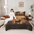 thumbnail image 4 of Homewish Wildlife Deer 3-Piece Full Size Comforter Sets for Teens Boys Girls,Woodland Animal Bedding Comforter Set,Black Brown Lightweight Bedding Sets,Ultra Soft Home Decor,Reversible, 4 of 8