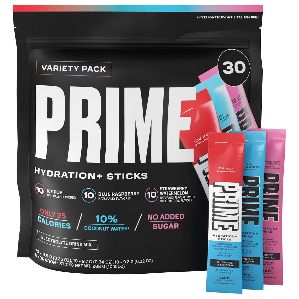 Prime Hydration+ Sticks Electrolyte Drink Mix Variety Pack 30 Count