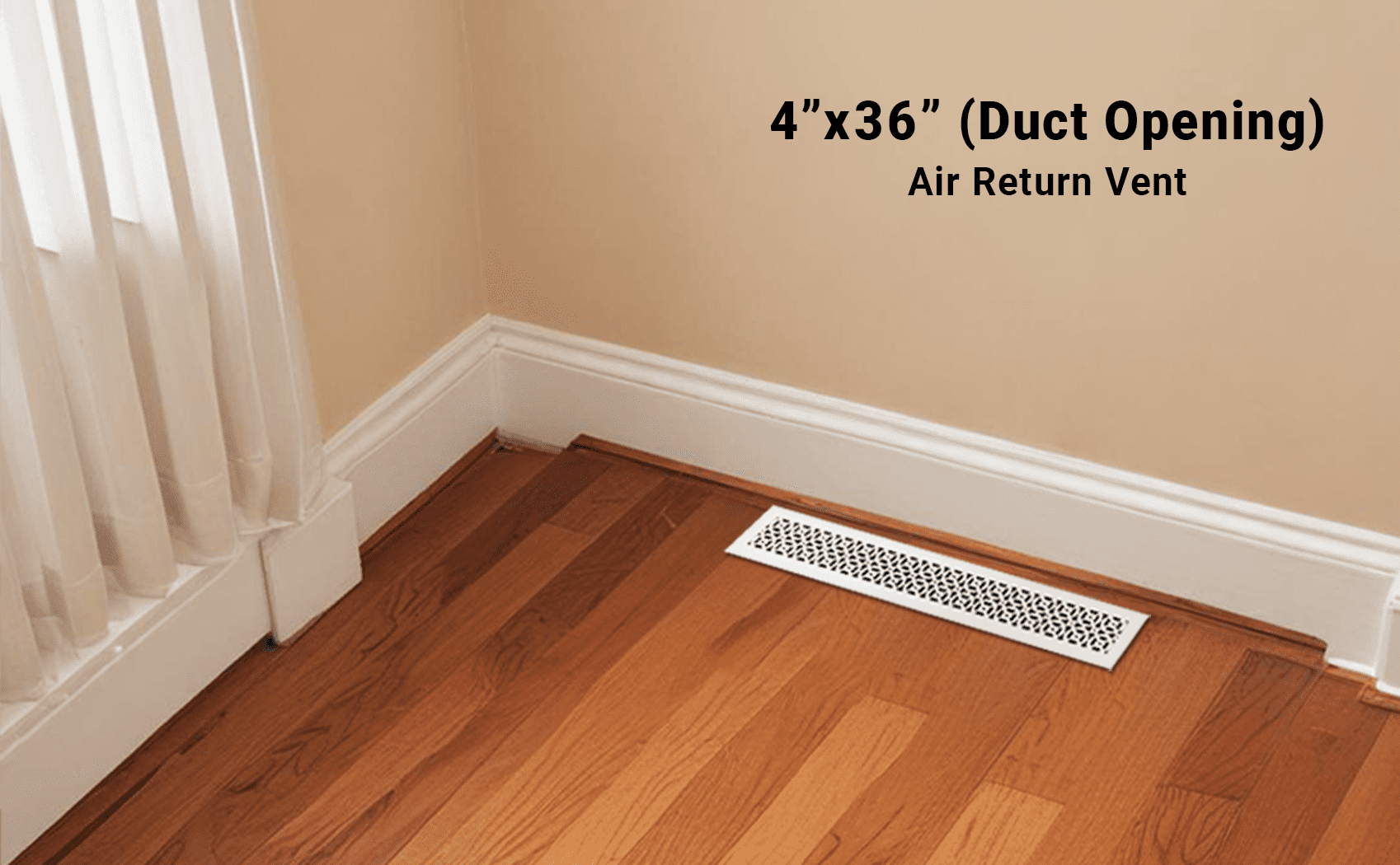 Achtek Air Return 4"x36" (Overall Size 4"x36") | Cast Aluminum Air Grille | HVAC Duct Cover for Home Ventilation