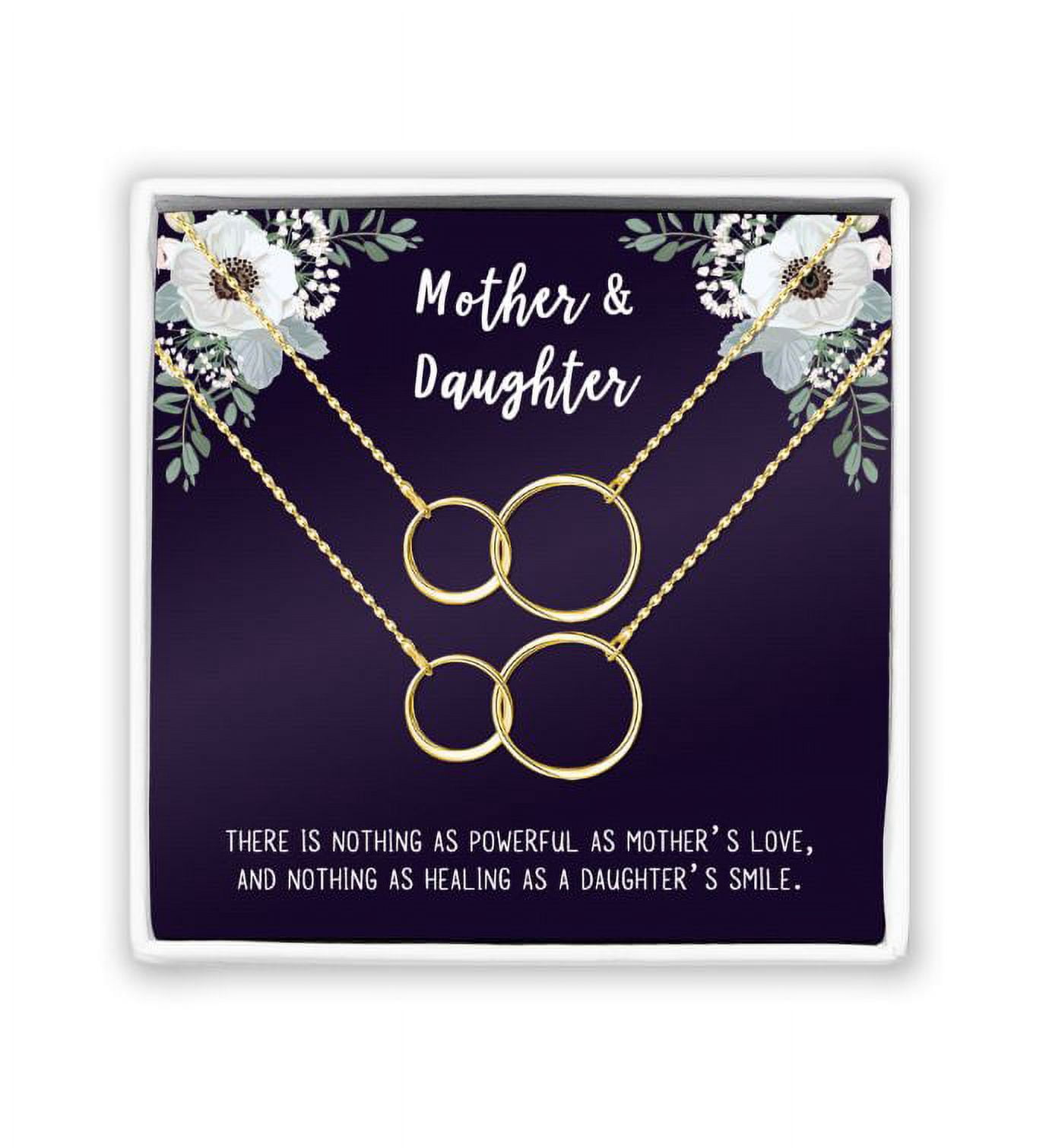 Matching Infinity Card Necklace, Matching Mother's Day Gift for Her, Mom and Daughter Jewelry, Mom and Daughter Infinity Ring Necklaces [Gold Infinity Ring, No-Personalized Card]
