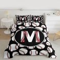 thumbnail image 2 of Homewish Cartoon Monogrammed M Bedding Comforter Set for Boys, Black White Baseball Print Twin Comforter Sets, Cartoon Theme Reversible Bedding Set, Microfiber Bedroom Decor, 2-Piece, 2 of 8