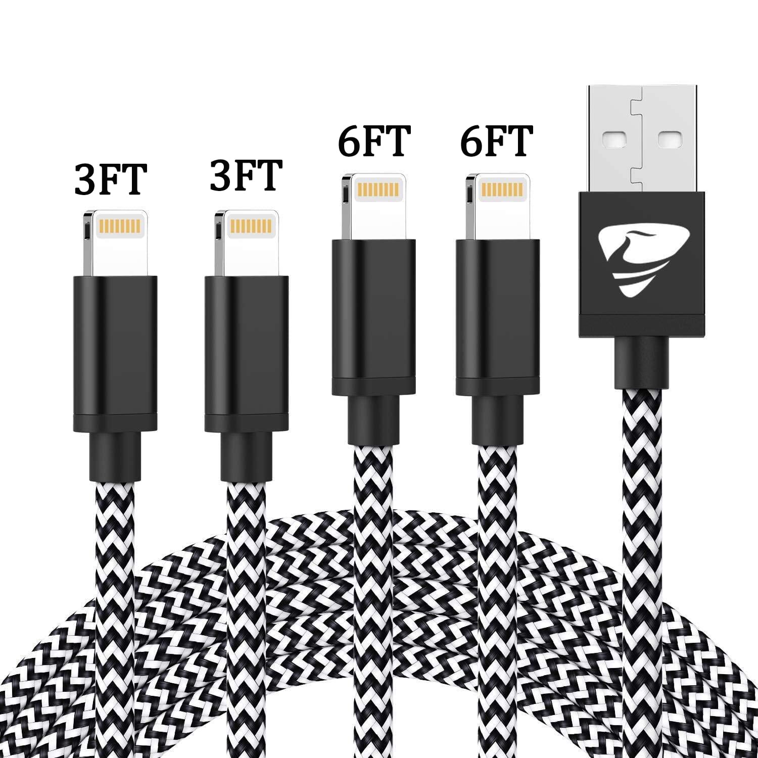 Black Blue Compatible with Phone Xs MAX XR X 8 8 Plus 7 6 6 Plus 5 SE Pad Pod Nano Suanna Phone Charger 4Pack 3FT 6FT 6FT 10FT Nylon Braided Charging Cables USB Charger Cord 