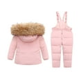 thumbnail image 2 of Snowsuit Kids Puffer Down Jacket Hood Snow Bib Trousers Pants Girl Boy Waterproof Winter Windproof 2 Piece Ski Suits Lightweight Outfit Set Unisex Toddler Warm Coat Jumpsuit Rompers Suit, 2 of 8
