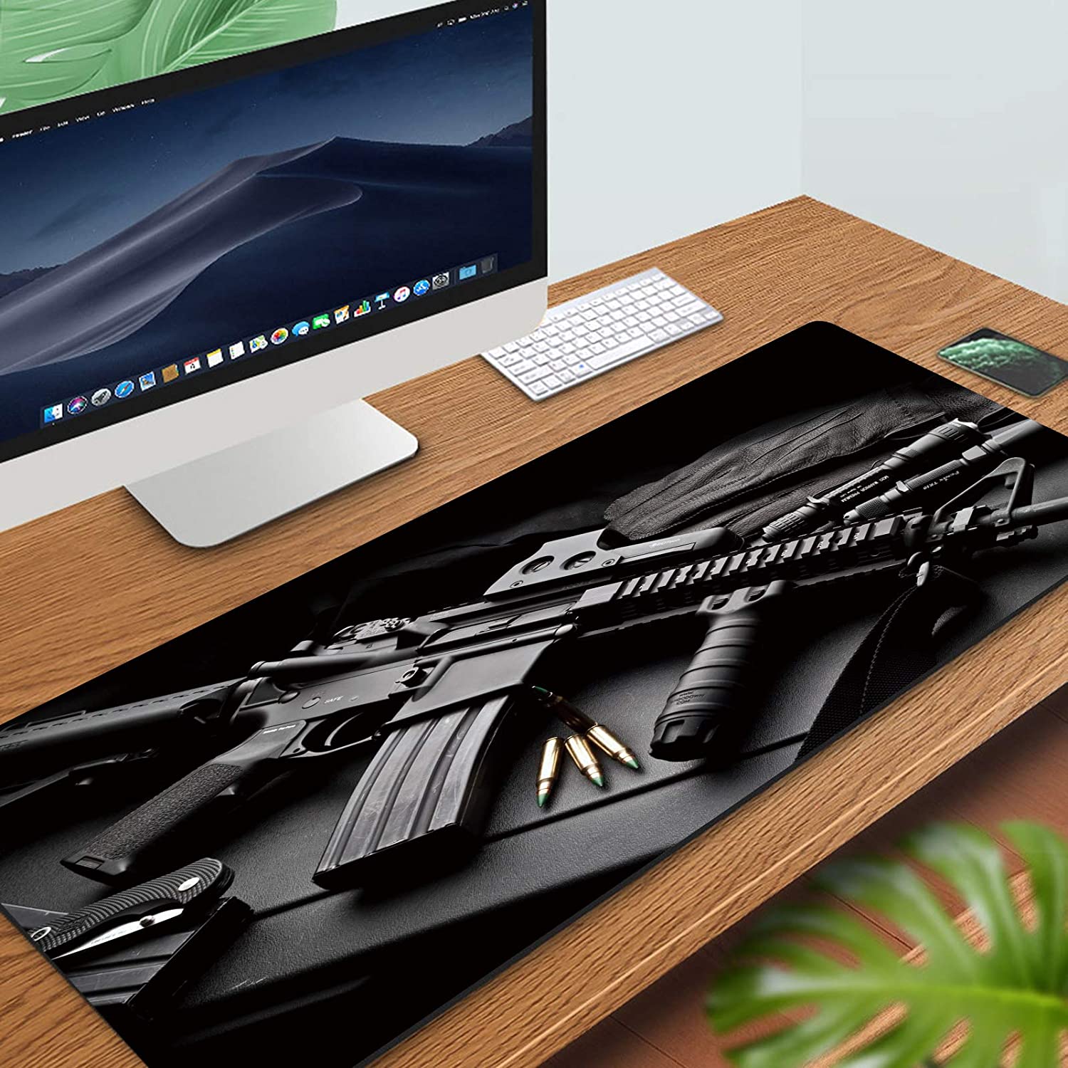 31.5x11.8 Inch AK47 Long Extended Large Gaming Mouse Pad with Stitched Edges XL Laptop Keyboard Mouse Mat Desk Pad