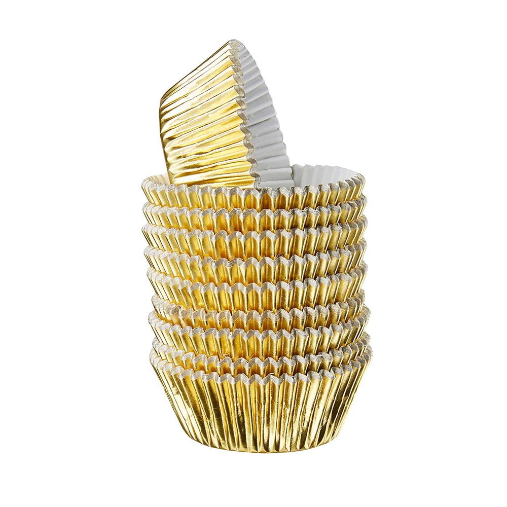 Gold Foil Cupcake Liners 200 Pack Bulk Decorative Metallic Foil