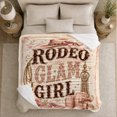 thumbnail image 5 of Western Glam Cowgirl Rodeo Theme, Rustic Farmhouse Horse Scene, Warm Flannel Blanket for Living Room and Reading Nook, Horse Lovers Housewarming Gift, Rustic Home Decor, 5 of 9