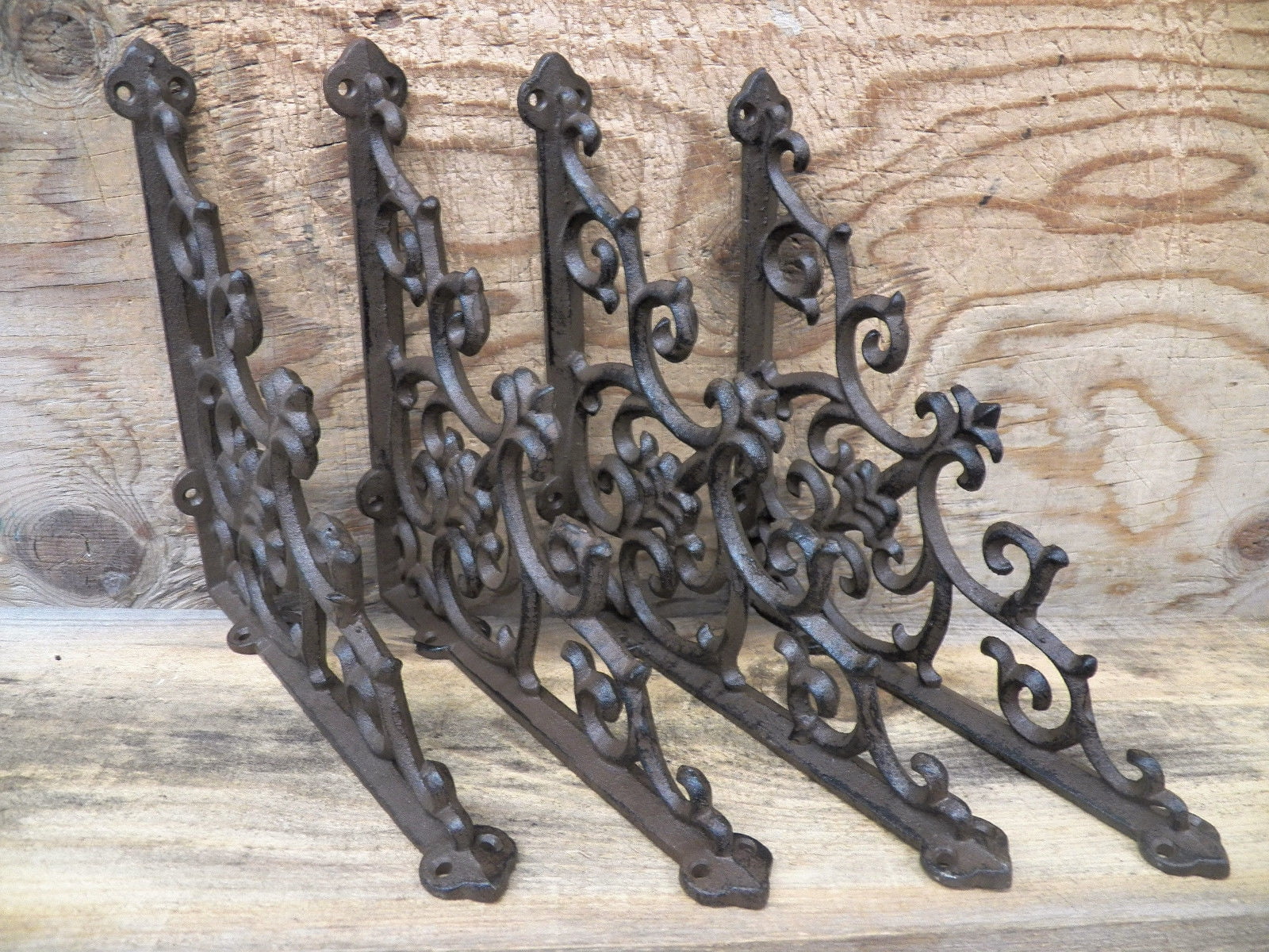4 Cast Iron Antique Style ANGLE Brackets Garden Braces Shelf Bracket CABLE 