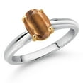 thumbnail image 2 of Gem Stone King 925 Sterling Silver and 10K Yellow Gold Brown Tiger Eye Solitaire Engagement Ring for Women (1.25 Cttw, Oval 8X6MM, Gemstone Birthstone, Available in Size 5, 6, 7, 8, 9), 2 of 4
