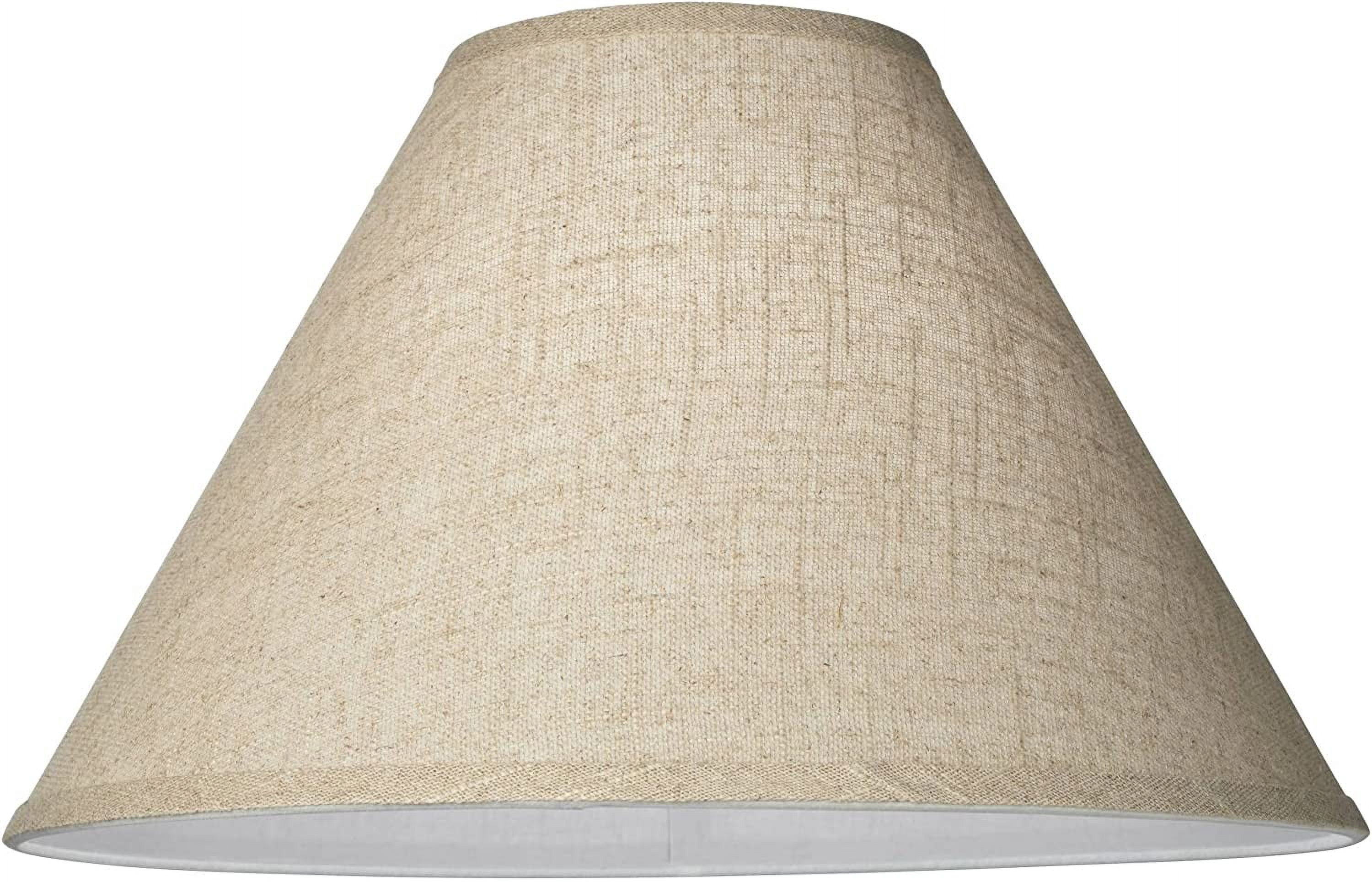 Set of 2 Empire Lamp Shades Fine Burlap Beige Large 6" Top x 17" Bottom x 11.5" High Spider with Replacement Harp and Finial Fitting -