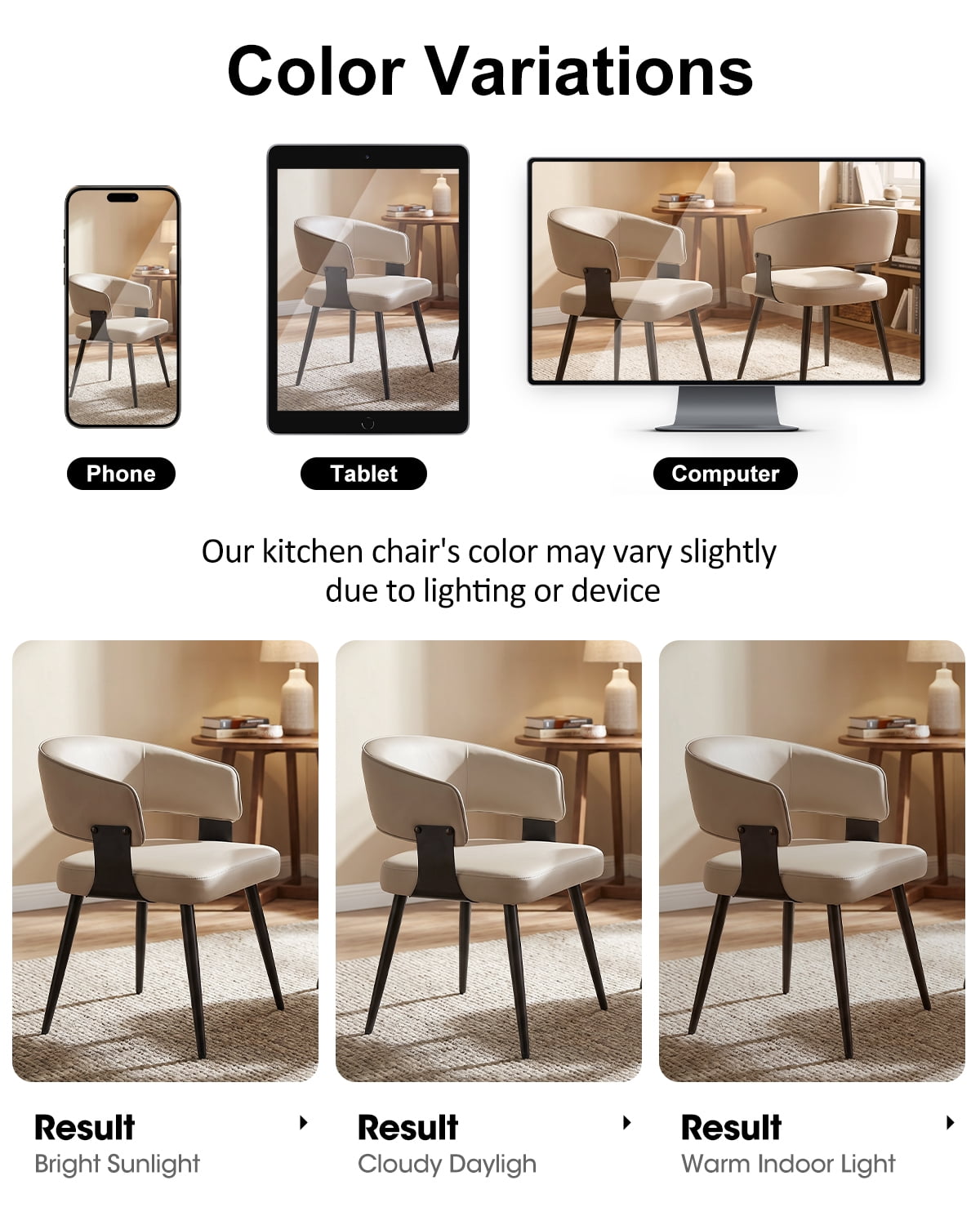 Modern Kitchen Chair Set of 4, Upholstered Faux Leather Dining Chairs with Curved Back, Easy Assembly for Dining Room Restaurant Cafe, Gray