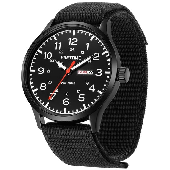 Findtime Men's Watch Military Analogue Watches Waterproof Sport Wristwatch Luminous Tactical Watches Causal Quartz Wrist Watch for Men Nylon Velcro Strap
