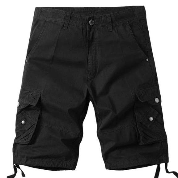 Zpanxa Mens Cargo Shorts Casual Pure Color Outdoors Pocket Beach Work Trouser Cargo Shorts Pant Running Shorts for Men Black 5XL