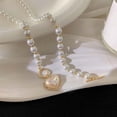 thumbnail image 5 of Coréen Élégant Bijoux Perle Collier Dames Strass Coquille Coeur Pendentif, 5 of 5