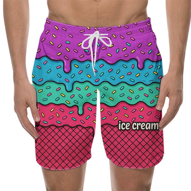 WILLBEST Pantalones Cortos Casuales para Hombre, para Playa, Natación y Entrenamiento, Diseño Elegante con Cordones y Estampado de Hielo Derretido para Cada Temporada.