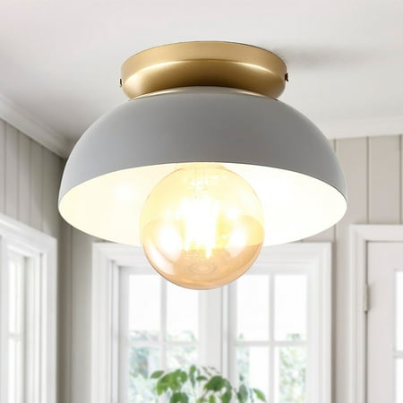 

JONATHAN Y Rodanthe 8.5 1-Light Classic Industrial Iron LED Flush Mount by JONATHAN Y Gray/Gold Painting