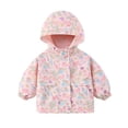 thumbnail image 3 of CPNG Toddler Baby Girls Hooded Jacket Full Zip Waterproof Windproof Windbreaker Coat with Cute Print Kids Lightweight Outdoor Jacket, 3 of 4