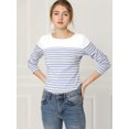 thumbnail image 3 of CamiseDe ManLarPaMujer bloque de colorrayas triple color simple Azul claro S, 3 of 6