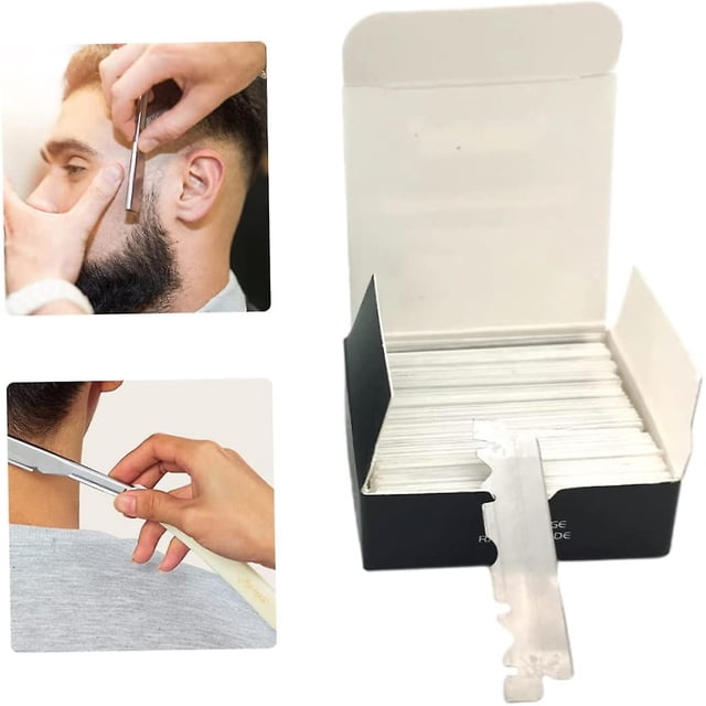 Cuchillas de afeitar de un solo filo, cuchillas de afeitar de acero inoxidable para hombres, afeitadora Manual, raspador, herramienta de peluquería, 100 Uds. ShuxiuWang 8390612404429