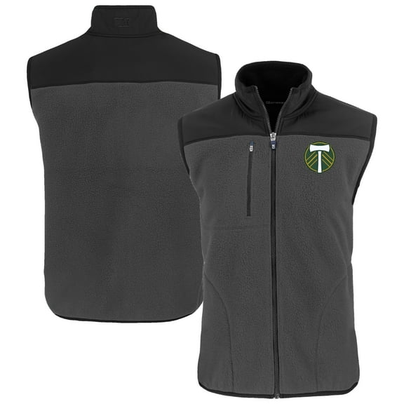 Men's-Cutter & Buck Gray Portland Timbers Cascade Eco Fleece Vest