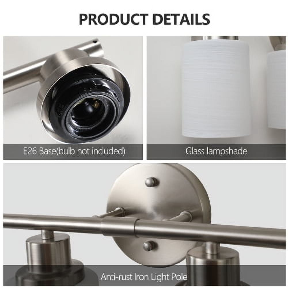 ACE-LIGHTS,Modern 8-Lights Vanity Bathroom Mirror Light with Frosted White Glass(Bulbs Not Included),Contemporary Wall Sconce for Bathroom,Dressing Room,Bedroom,Living Room(Brushed Nickel)