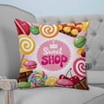 thumbnail image 4 of 14x14 Pillow Covers Set of 2, Sweet Shop Words Throw Pillow Covers Decorative Couch Cushion Case, Candyland Colorful Lollipop Potatoes Microfiber Square Pillowcases for Bedroom Car Living Room, 4 of 7
