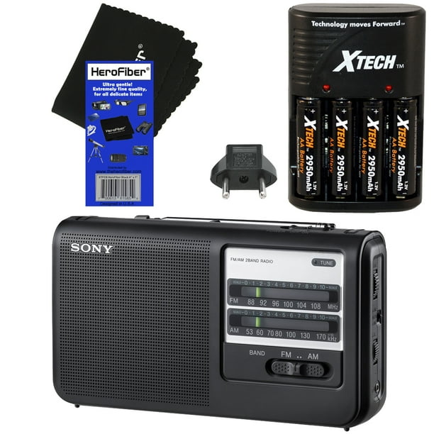 Sony High Power Portable AM/FM Radio with BuiltIn Carrying Handle + 4