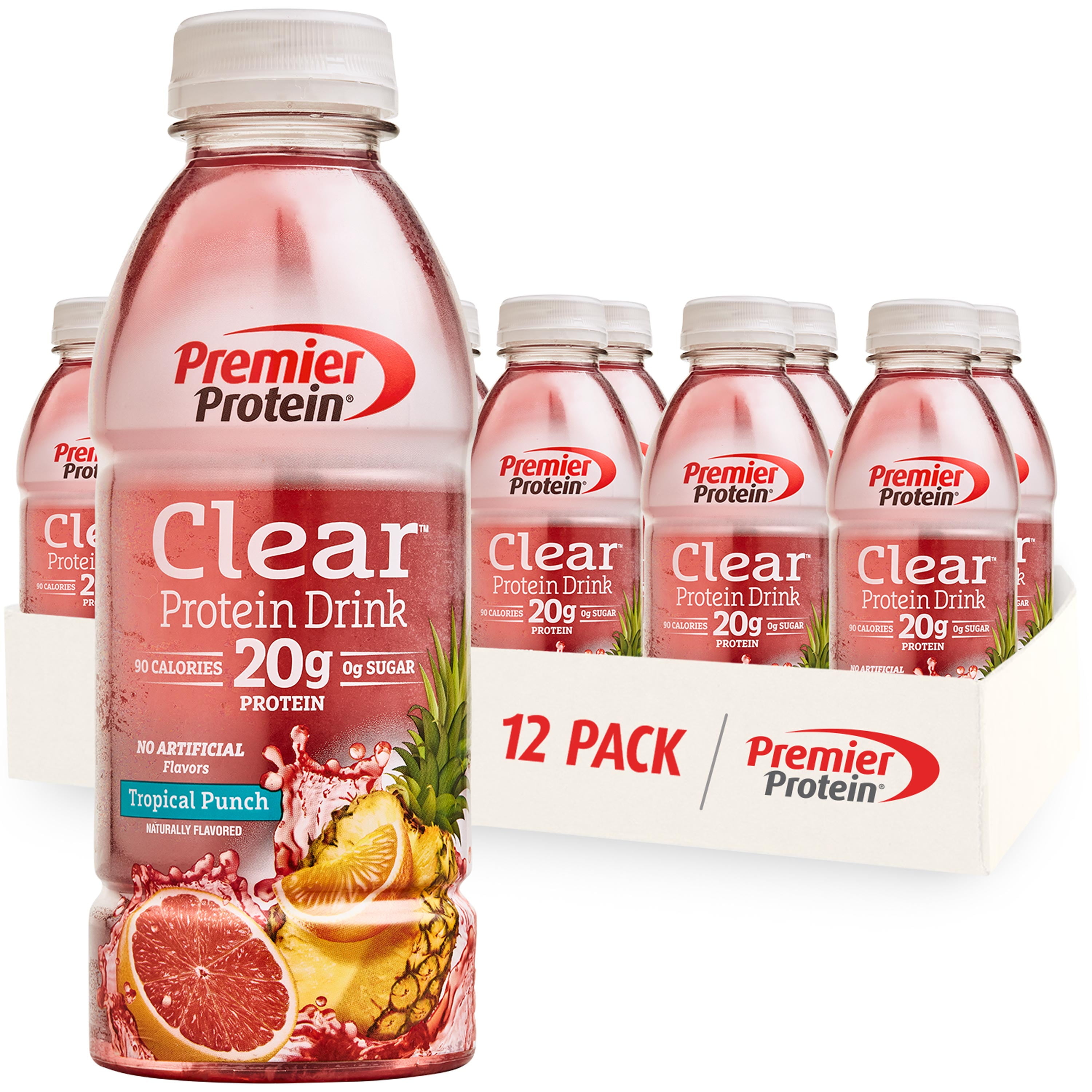 Premier Protein Clear Protein Drink, Tropical Punch, 20g Protein, 16.9