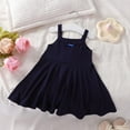 thumbnail image 2 of CHEEREAM Baby Toddler Little Girls Spaghetti Strap Dress Sleeveless Solid Ruffle Flowy Swing Dresses for 6Months-13Years Blue 140, 2 of 4