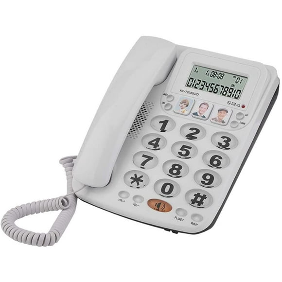 Téléphone Filaire, Téléphone Fixe à 2 Lignes avec Fonction de Suppression du Bruit et de Recomposition du Dernier Numéro