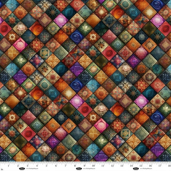 Forget Me Not Quilt Diamonds Cotton Fabric (1 yard)